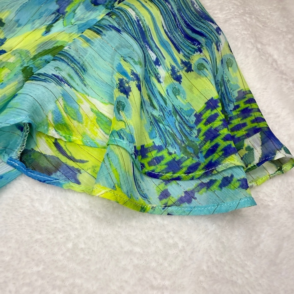 Zara Size Small Floral Blue and Green Women's Dress - Picture 7 of 8